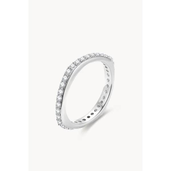 Paved Square Ring - White - SizeEU54