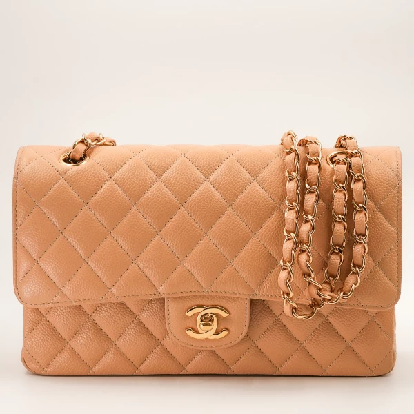 Chanel Classic Medium Double Flap Bag in Beige Clair