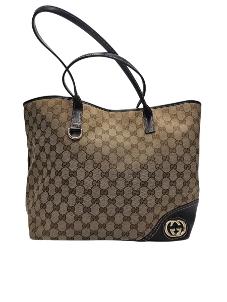 Gucci Britt GG Canvas Leather Tote Bag