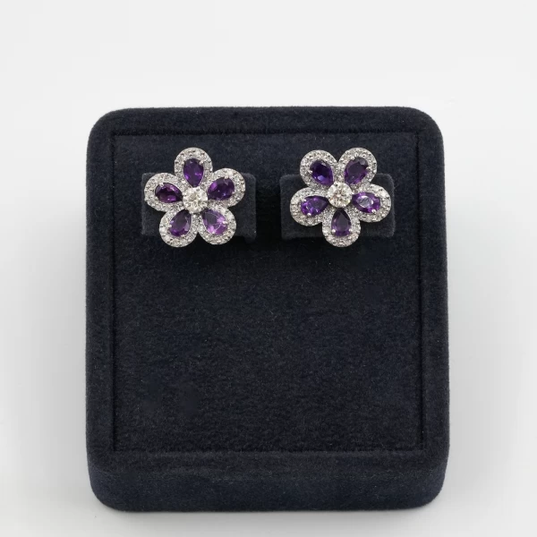 Women Diamond Earrings with Amethyst