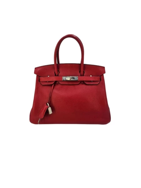 Hermes Birkin 30 Rouge Casaque Clemence Leather Palladium Hardware
