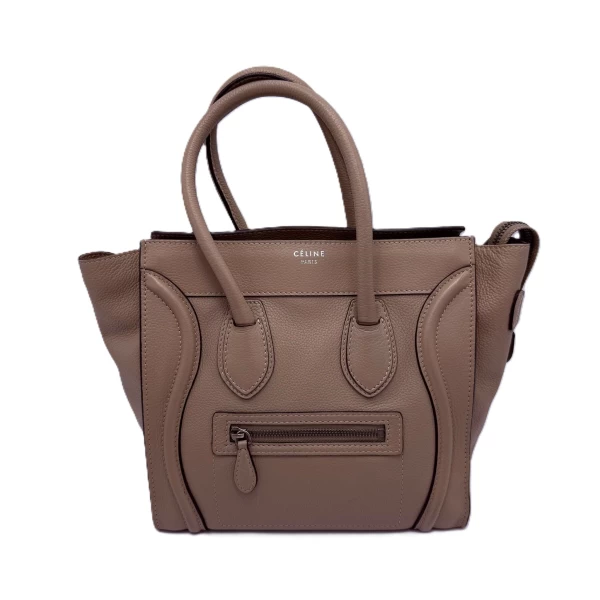 Celine Beige Leather Micro Luggage Tote Bag