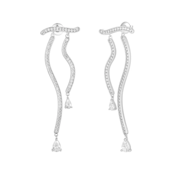 Dune Mirage Long Drop Earrings - White