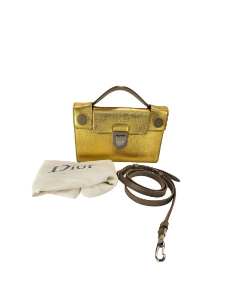 Christian Dior Gold Leather Diorever Clutch Bag