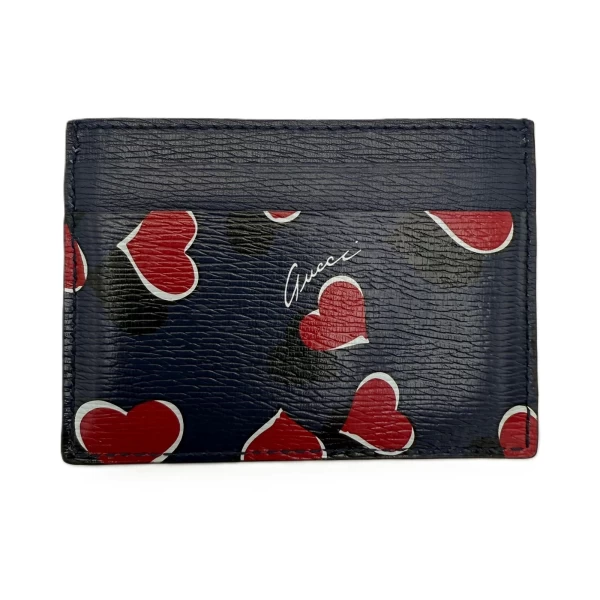 Gucci Blue Textured Leather Heartbeat Betty Card Holder