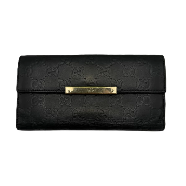 Gucci Black Guccissima Leather Continental Wallet