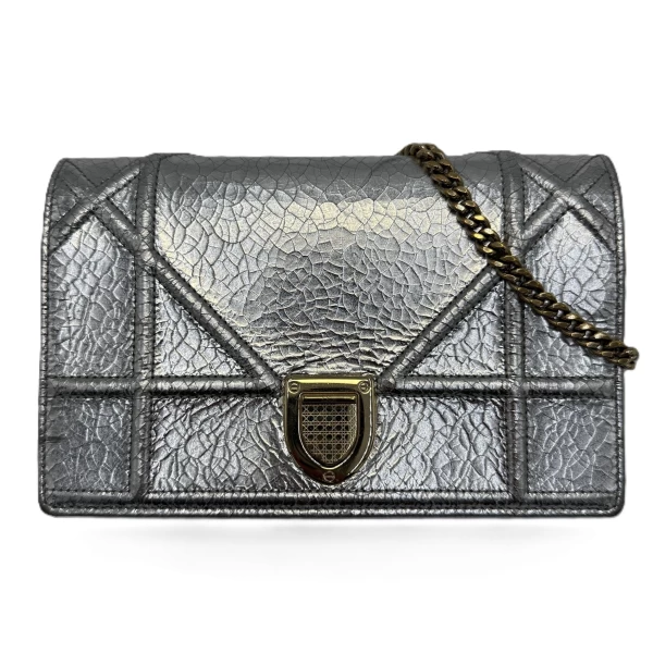 Dior Diorama Metallic Brushed Wallet on Chain Crossbody Bags