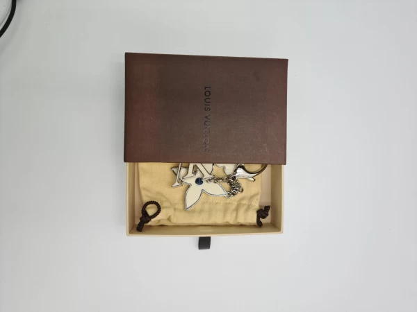 Louis Vuitton Ivorie Fleur DEpi Keychain Bag Charm Silver Tone