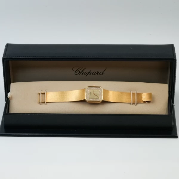 Chopard Full Gold Diamond Watch with Integrated Mesh Bracelet - Women's Watch