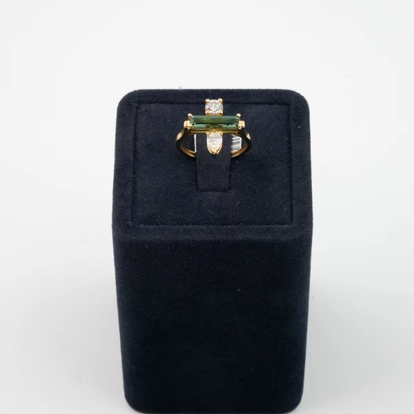 Diamond Ring with Tourmaline Gemstone