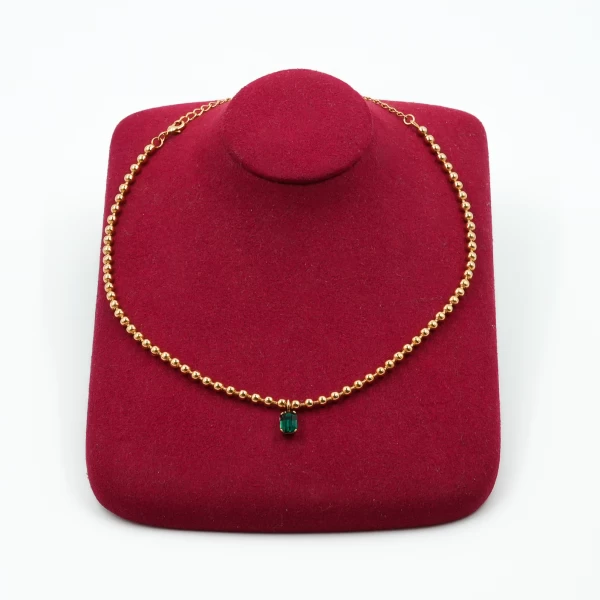 Ball chain choker green stone