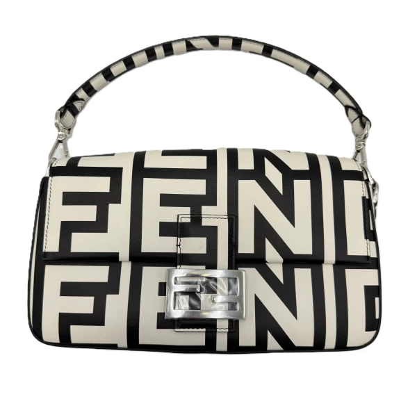 Fendi x Marc Jacobs Black White Zucca Baguette Canvas Shoulder Bag