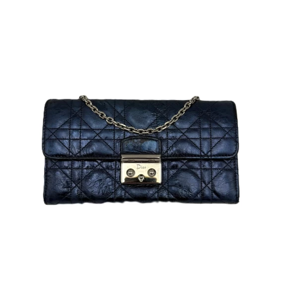Dior Metallic Blue Cannage Leather Miss Dior Promenade Chain Bag