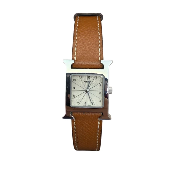 Hermes Heure H White Stainless Steel Leather Women's Wristwatch 21 mm