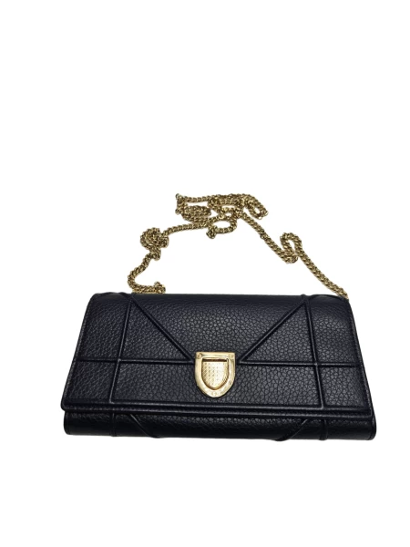 Dior Blue Leather Diorama Wallet On Chain