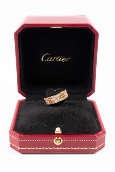 Cartier Love Rose Gold Diamond Paved Ring