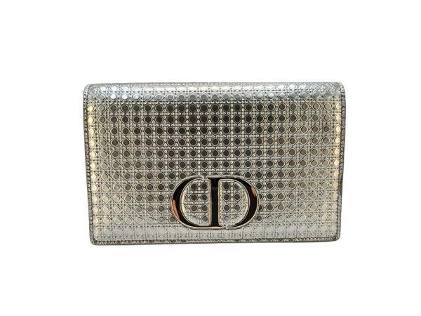 Dior Silver Micro Patent Leather 2in1 30 Montaigne Pouch Bag