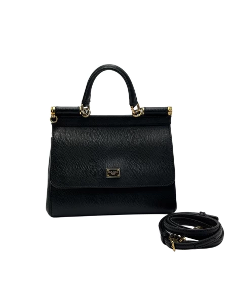 Dolce & Gabbana Miss Sicily In Grain Leather Small Size Black Color Bag