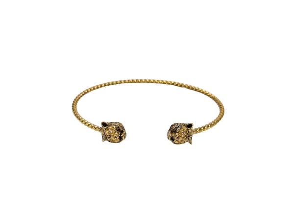 Gucci Des Merveilles Tiger Diamond Open Cuff Bracelet size 16