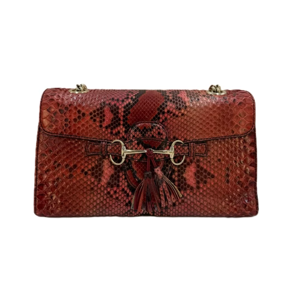 Gucci  Red Multi Emily Python  Shoulder Bag