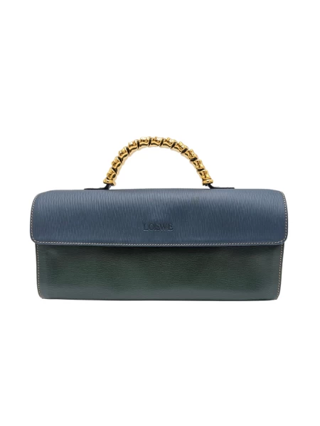 Loewe Valzquez Twist Handle Leather Green Handbag